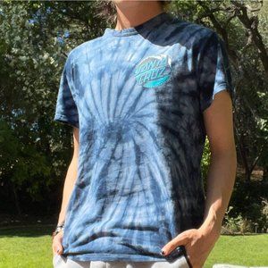 Blue and White Tie Dye Santa Cruz T Shirt